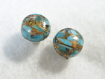 （1点もの）ブルーカッパーターコイズのスタッドピアス（8mm・チタンポスト）