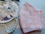 【即納可能】夏仕様　大人かわいいレース生地♡花柄刺繍お洒落マスク✳︎落ち着いたピンクですの画像