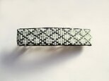 ビーズのモザイク模様バレッタ（白×グレーチェック）
