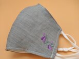 秋いろ刺繍❁麻のおしゃれ立体マスクＭ（調節ゴム・ポケット付き）の画像