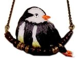 ゆらゆら鳥の刺繍ネックレス(黒しましま）の画像