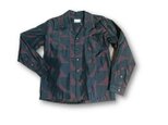 1　大島紬リメイク メンズ長袖シャツ（赤×黒・M)の画像