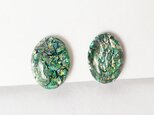 【ビンテージ　チェコ製ガラス　エメラルドオパール　イヤリング】1950年代