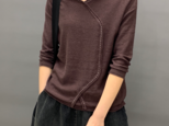 秋冬 セーターTシャツ 亜麻 プルオーバーボトムスシャツ 七分袖 レトロ セーター ニット レディース トップス 通学 通勤