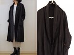 【受注制作】黒/くったりリネン　ローブコート(ロング)の画像