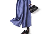 ウエストが楽な着やせワイドパンツ　三色　ブルーグレー　　200907-3