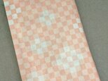 栞付き・和紙ブックカバー(新書サイズ)　市松模様　ピンク「送料無料」