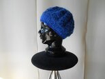 ブルーモヘアのスパンコールベレー帽の画像