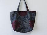*アンティーク着物*花模様泥大島紬のトートバッグ(5マルキ)
