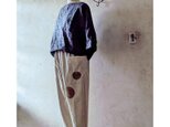 綿麻ドット模様のワイドパンツ　フリーサイズの画像