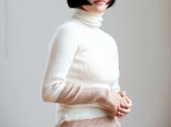 Organic Cotton無縫製バイカラーリブタートルセーター【Ｍサイズ】の画像