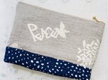 z54●大きめポーチPEACE マチ付 裏面パッチワークミナペルホネンファブリック）