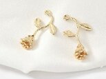 【2個入】ローズ　バラ　パーツ　チャーム　銅メッキ18K  高品質　ピアス　ゴールド　H0080の画像