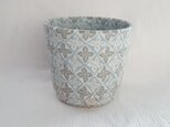練り込み  カップ　花菱文緑　マット釉薬