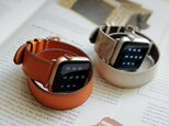 【新作】高級革使用のApple Watchベルト　2重巻きタイプ　時計ベルト オレンジ　レザー　腕時計　革ベルト　皮　革の画像