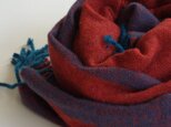 手織りカシミアストール・・レンガ色のワンストライプの画像
