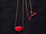 送料無料【K14gf】赤珊瑚のチェーンネックレス/ redcoral nuggetの画像