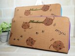 Ｙ様ご依頼品　渋柿染め猫柄長財布　２点の画像