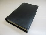ゴートスキン・文庫本サイズ・ブラック・ソフトスムース・一枚革のブックカバー0504