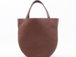 [受注生産]RoundHandBag（ブラウン×ピンクベージュ）/鹿×豚革/rHB002の画像