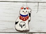 手刺繍日本画ブローチ＊川崎巨泉「宇都宮辺の猫笛」よりの画像