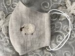 羊刺繍2のリネン立体マスク（送料無料）の画像