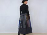 手織り綿絣、後ろ姿も可愛いパッチワークロングスカート、オールシーズンの画像