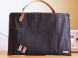 ノートパソコンケース　type3plus 手持ち二刀流　岡山産デニム　帆布　真田紐　の画像