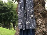 【ミヤスヒメ様専用】アイヌ民族衣装風 カシュクールワンピ カーディガン オリジナルテキスタイル柄 ブラックの画像