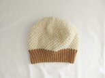 【サンプル品】“muffin” オフホワイト×マスタード こどものニット帽 100%ウール使用の画像