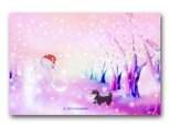 「未来の果てからの贈り物だよ」　雪だるま　柴犬　雪　ほっこり癒しのイラストポストカード2枚組　No.1227の画像