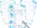 雪の結晶レターセット ブルーグリーン３色の画像