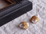 『真珠と金の鉱石粒 -A-』　ピアス／イヤリング　f-102-3の画像