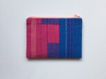 ピンクとブルーの手織りのフラットポーチ_02の画像