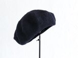 羊毛100% 鹿の子編みニットベレー帽 （ネイビー）