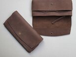 やわらかい革の長財布 DARK BROWN　ヌバックの画像