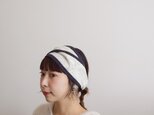 ☆ペイズリー＆ボタニカル刺繍切り替えフラットターバン☆　アイボリーブラウン　ヘアバンド　ヘアアクセサリー　の画像