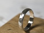 つや消し槌目 シルバープレーンリング 4.0mm幅 マットハンマー｜SILVER RING｜398の画像