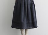 風合い年中愛用リネンスカート ロングスカート タック入りスカート 灰がかった渋みのある青色201206-2