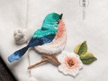 【1枚】鳥と梅の花のワッペン 刺繍 アップリケの画像
