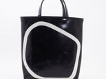 whiteleather pattern bag3（黒×白）33×28×7/GDZ006の画像