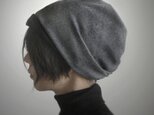 ターバンな帽子　ダークグレー+黒　送料無料の画像