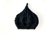 ウール手編みどんぐりニット帽子　 　ブラックの画像
