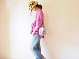 French linen gather blouse PINKの画像