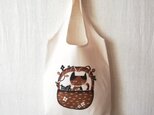 型染めマルシェバッグ「かご猫」