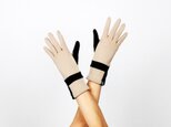 % PERCENT ジャージー 手袋（ベージュ・ブラック）女性用・ウール１００%・スマホ対応・縫製手袋の画像