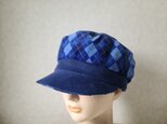 魅せる帽子☆ソフトデニムのバイカラーキャスケット~ブルー