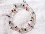 送料無料【silver】マルチカラーステーションネックレス／multi-color gems