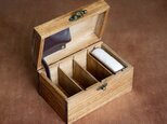 [受注制作] 木製 裁縫箱 アンティーク風 木箱　ソーイングボックス (ブラウン)の画像