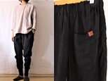 【受注制作】黒/天日干しオックスリネン リブパンツの画像